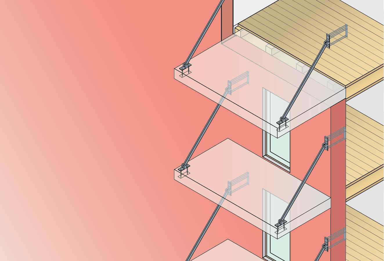 tegning af ophængte altaner