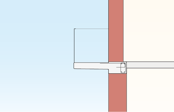 Tegning af altan indspændt i facaden