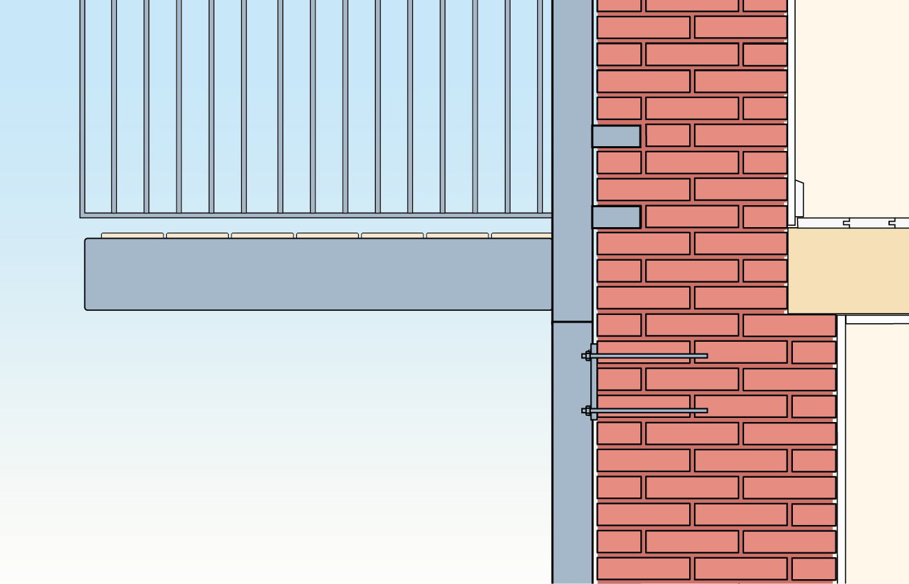Tegning af altan ophængt på udvendige liséner