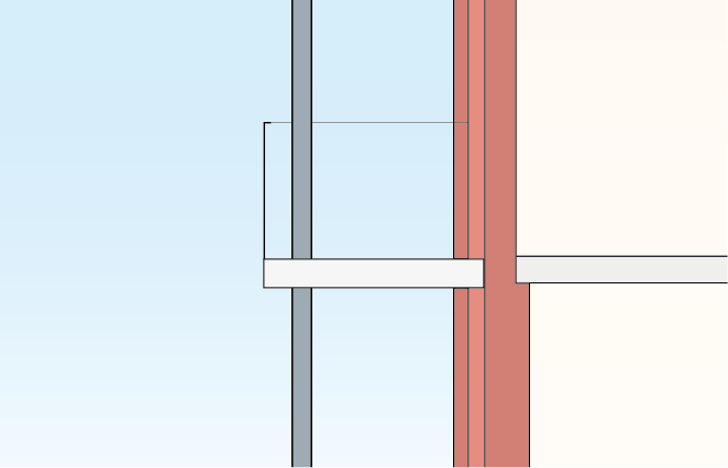 Tegning af altan båret af søjler og facade