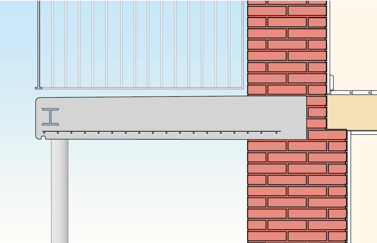 Snittegning af søjleunderstøttet altan